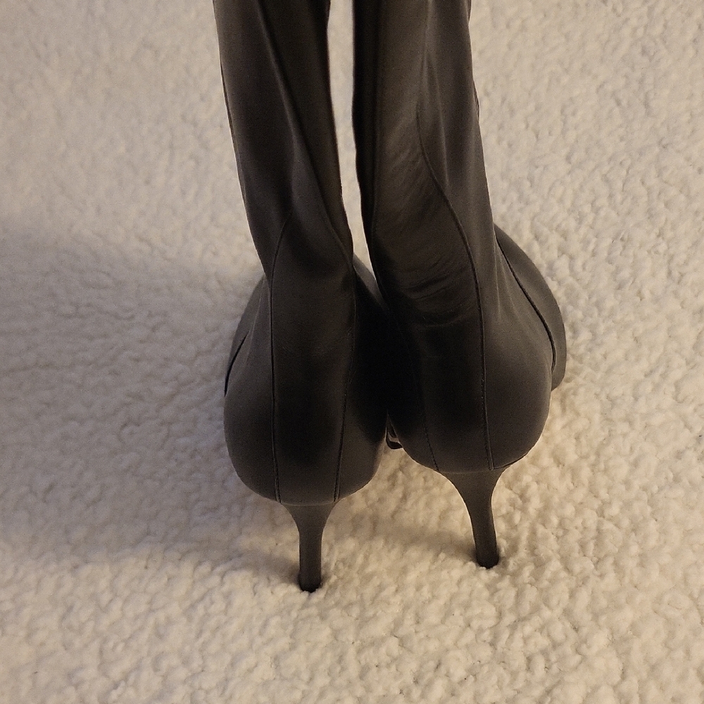 Halston Heritage Amanda Boots Black Leather Stiletto Size 9 - Picture 4 of 10